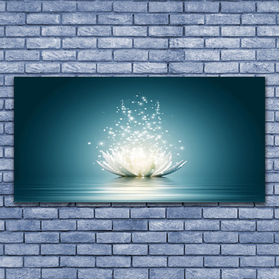 Image sur verre Tableau Fleur de lotus floral bleu blanc