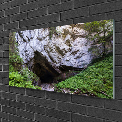 Image sur verre Tableau Caverne de montagne nature vert gris