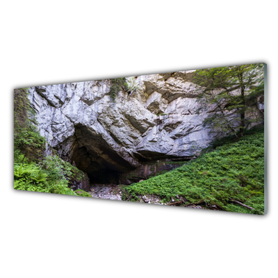 Image sur verre Tableau Caverne de montagne nature vert gris