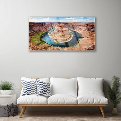 Image sur verre Tableau Grand canyon rivière paysage rouge bleu vert