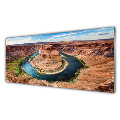 Image sur verre Tableau Grand canyon rivière paysage rouge bleu vert