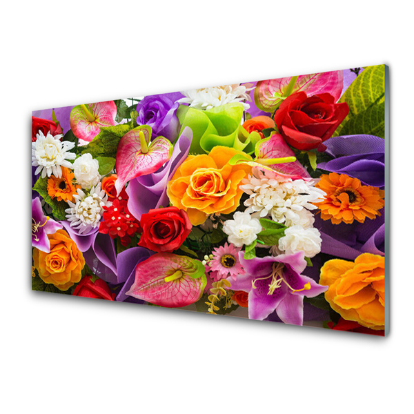 Image sur verre Tableau Fleurs floral multicolore