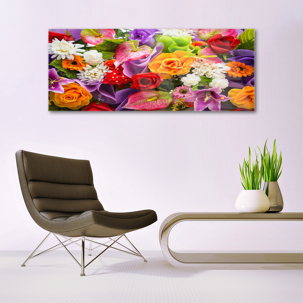 Tableau mural Image sur Plexiglas® 125x50 Art Fleur Pierres Bougie