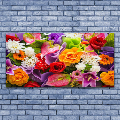 Image sur verre Tableau Fleurs floral multicolore