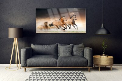 Image sur verre Tableau Chevaux animaux brun