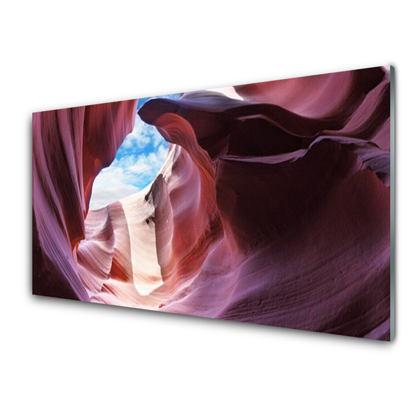 Image sur verre Tableau Rivière roche art rose bleu