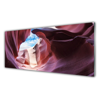 Image sur verre Tableau Rivière roche art rose bleu