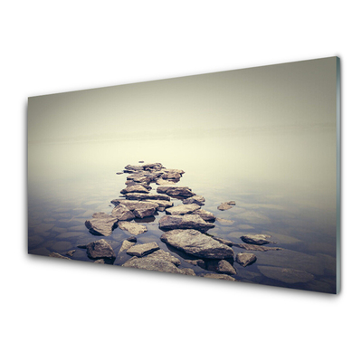 Image sur verre Tableau Pierres eau paysage blanc gris