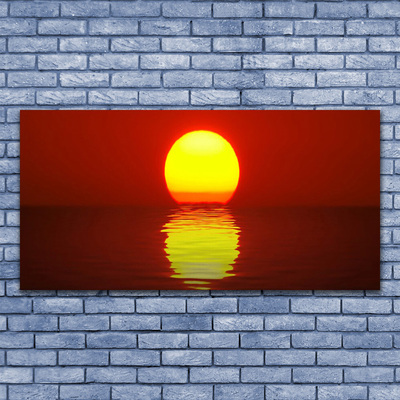 Image sur verre Tableau Coucher du soleil mer paysage orange jaune