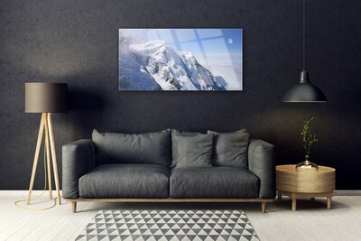 Image sur verre Tableau Montagnes paysage bleu blanc