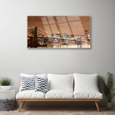 Image sur verre Tableau Bridge city architecture sépia