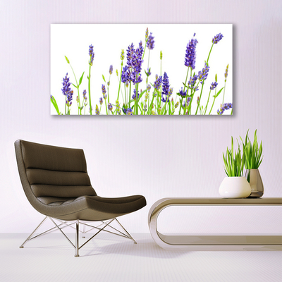 Image sur verre Tableau Fleurs floral violet vert blanc