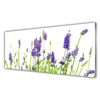 Image sur verre Tableau Fleurs floral violet vert blanc