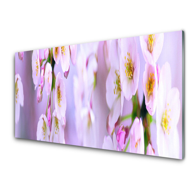 Image sur verre Tableau Fleurs floral blanc violet