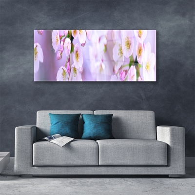 Image sur verre Tableau Fleurs floral blanc violet