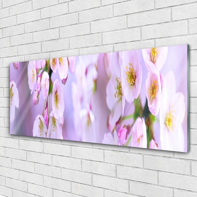 Image sur verre Tableau Fleurs floral blanc violet