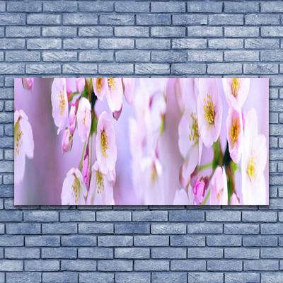 Image sur verre Tableau Fleurs floral blanc violet