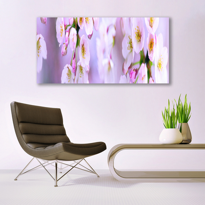 Image sur verre Tableau Fleurs floral blanc violet