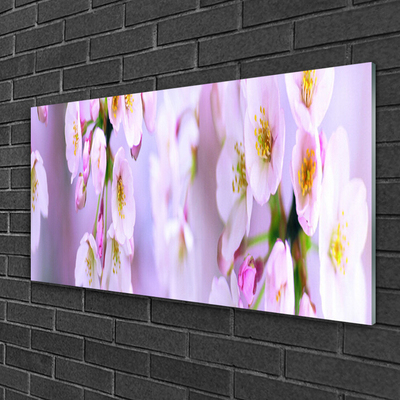Image sur verre Tableau Fleurs floral blanc violet