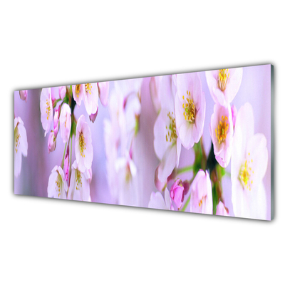 Image sur verre Tableau Fleurs floral blanc violet