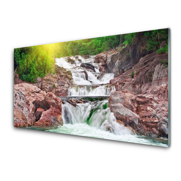 Image sur verre Tableau Cascade nature vert blanc