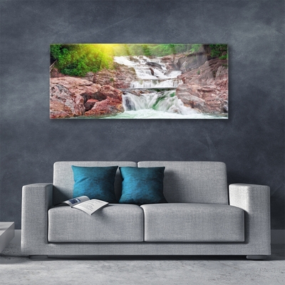 Image sur verre Tableau Cascade nature vert blanc