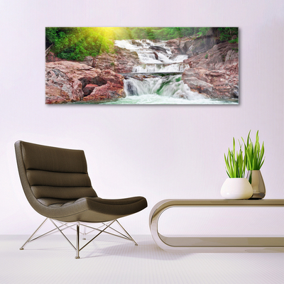 Image sur verre Tableau Cascade nature vert blanc