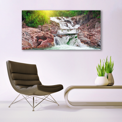 Image sur verre Tableau Cascade nature vert blanc