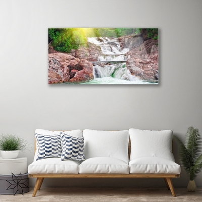 Image sur verre Tableau Cascade nature vert blanc