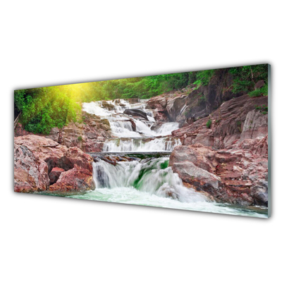 Image sur verre Tableau Cascade nature vert blanc