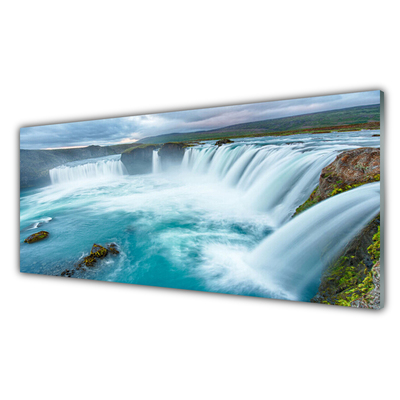 Image sur verre Tableau Cascade nature bleu blanc