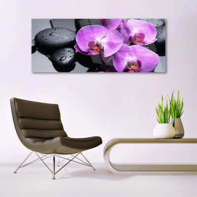 Image sur verre Tableau Fleurs pierres floral violet noir