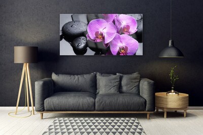 Image sur verre Tableau Fleurs pierres floral violet noir