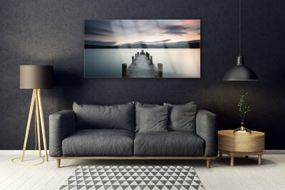 Image sur verre Tableau Pont mer architecture gris