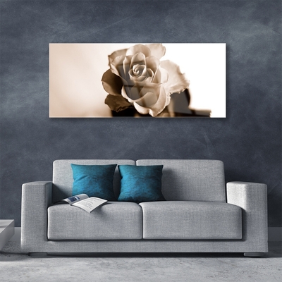 Image sur verre Tableau Rose floral sépia