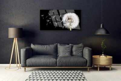 Image sur verre Tableau Pissenlit floral blanc noir