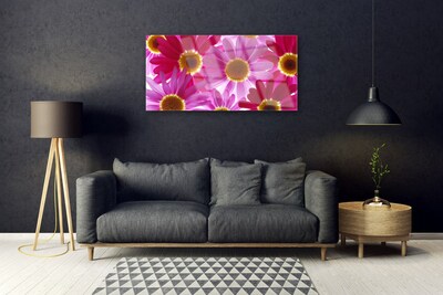 Image sur verre Tableau Fleurs floral rose jaune