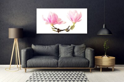 Image sur verre Tableau Fleurs floral rose brun