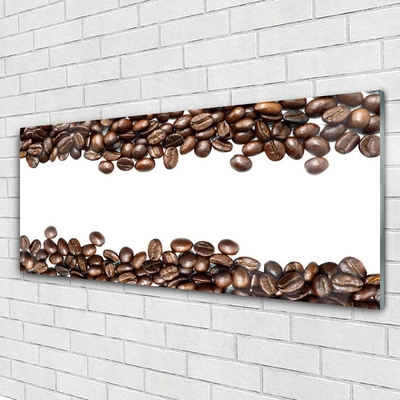 Image sur verre Tableau Café en grains cuisine brun blanc