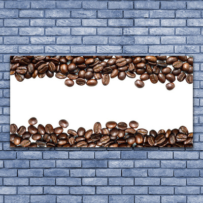 Image sur verre Tableau Café en grains cuisine brun blanc