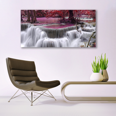 Image sur verre Tableau Chute d'eau arbre nature blanc rose brun