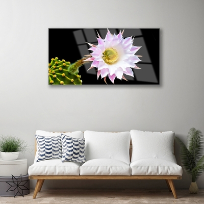 Image sur verre Tableau Fleur floral rose blanc jaune vert