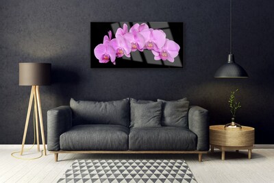 Image sur verre Tableau Fleurs floral rose noir