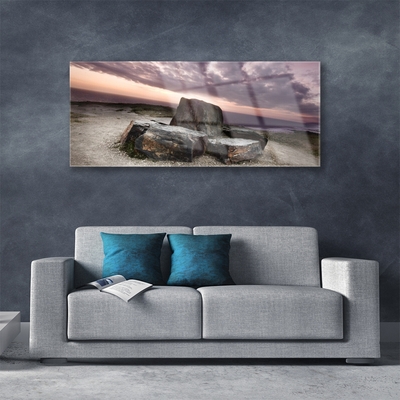 Image sur verre Tableau Roche paysage gris rose
