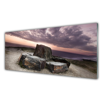 Image sur verre Tableau Roche paysage gris rose