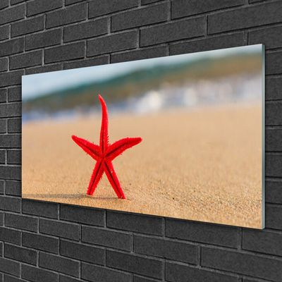 Image sur verre Tableau Plage étoile de mer art rouge
