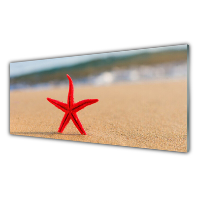 Image sur verre Tableau Plage étoile de mer art rouge