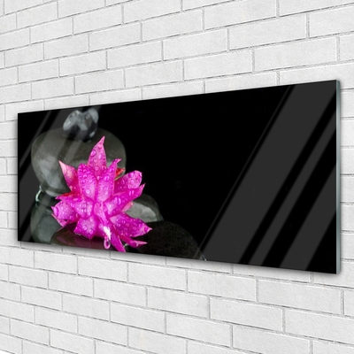 Image sur verre Tableau Fleurs pierres floral rose gris