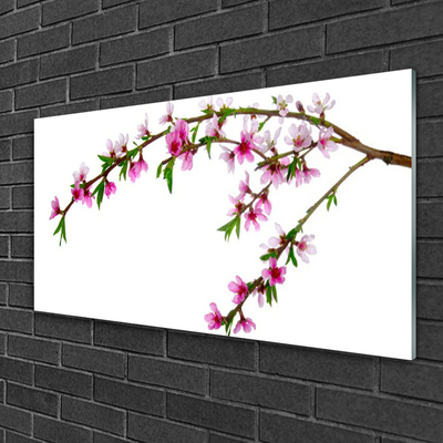 Image sur verre Tableau Branche fleurs nature rose violet vert brun