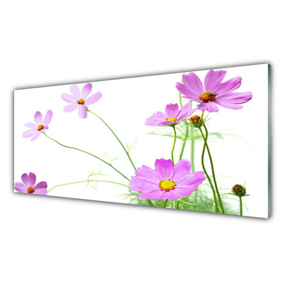 Image sur verre Tableau Fleurs floral rose vert